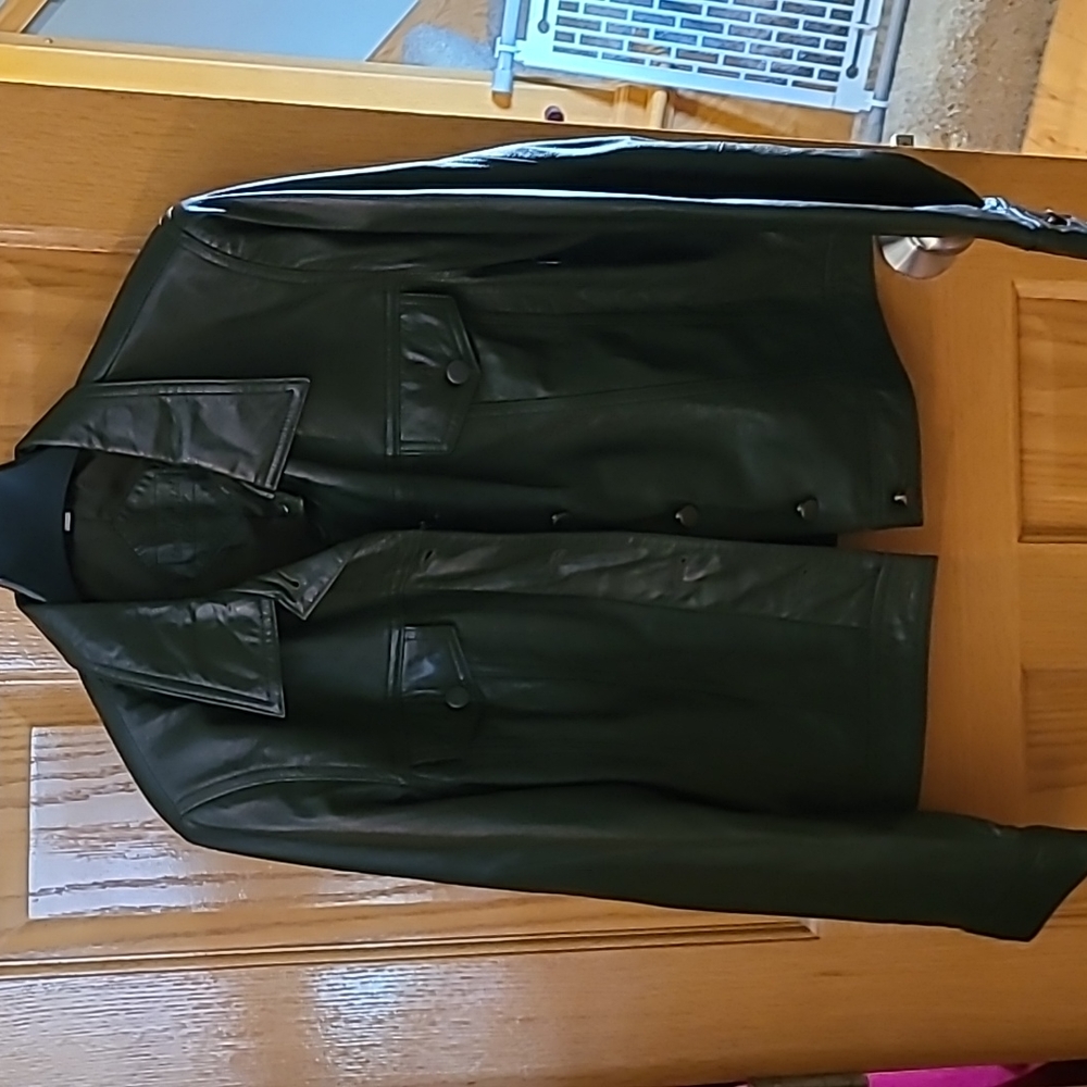Dark Army Green Real leather Jacket